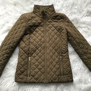 ' J CREW BROWN QUILTED JACKET COAT